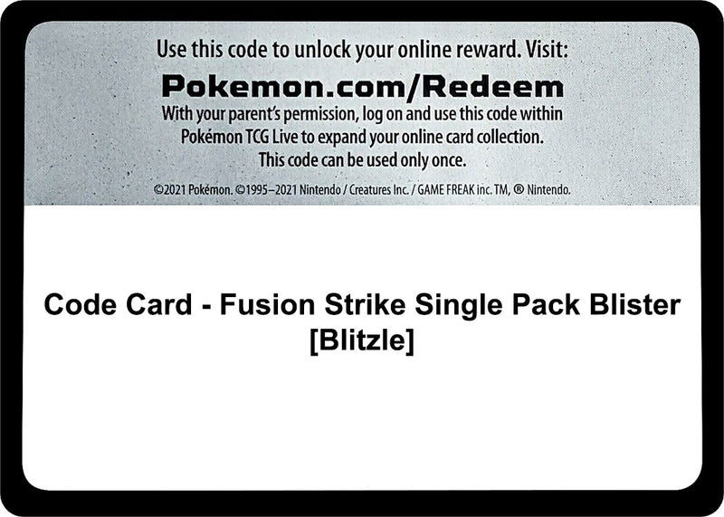 Code Card Fusion Strike Single Pack Blister Blitzle [SWSH08]
