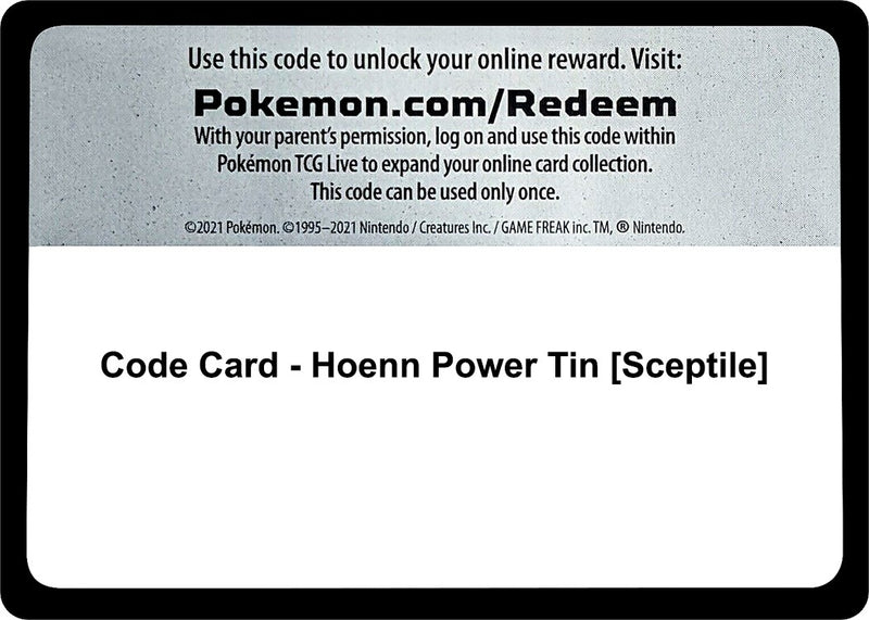 Code Card Hoenn Power Tin Sceptile [MCAP]