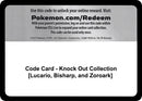 Code Card Knock Out Collection Lucario Bisharp and Zoroark [MCAP]