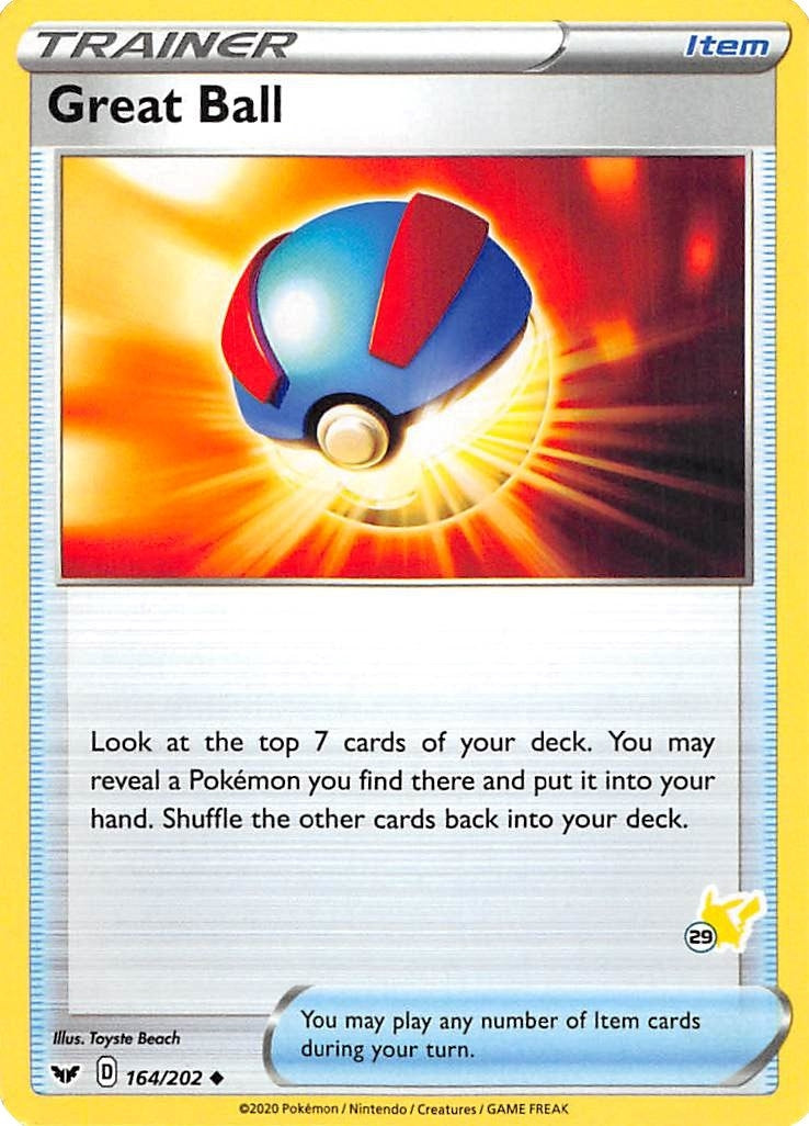 Great Ball 164 202 29 Pikachu Stamped (164/202) [BA22]