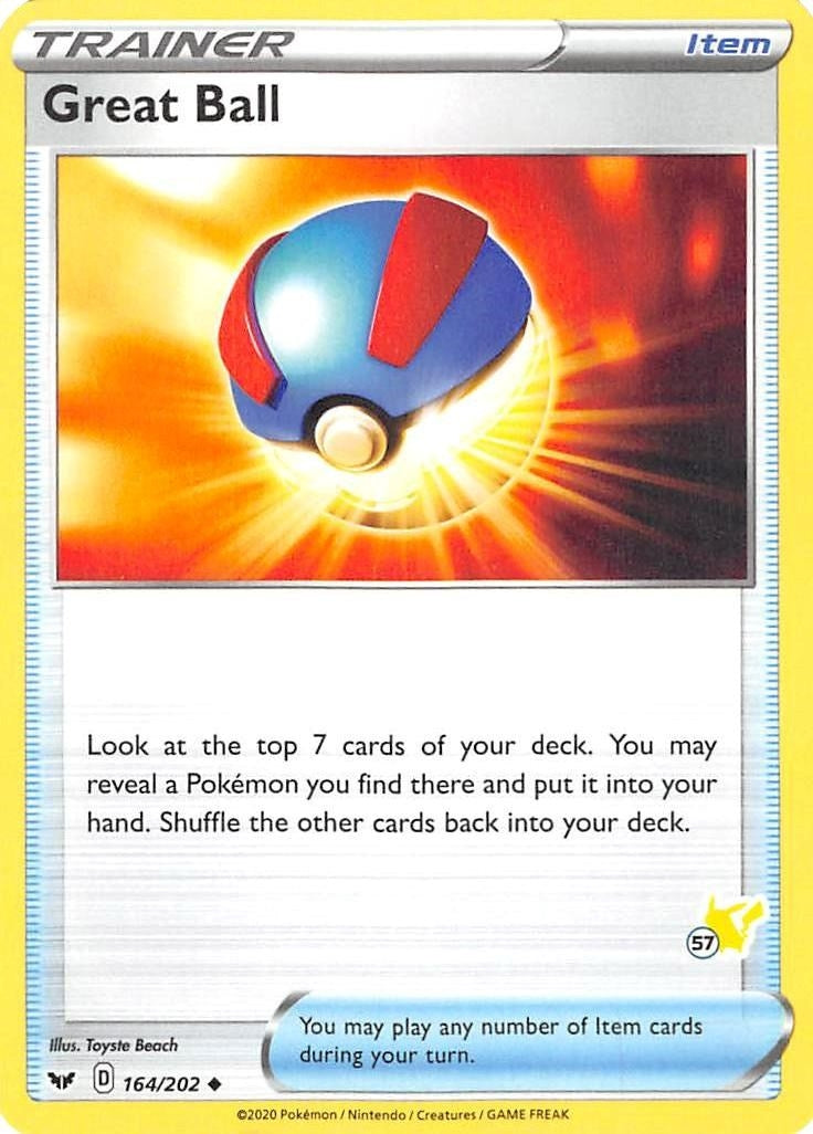 Great Ball 164 202 57 Pikachu Stamped (164/202) [BA22]