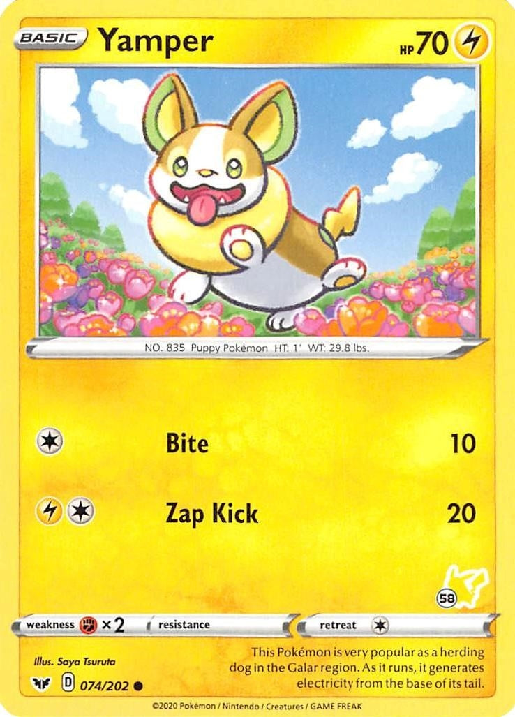 Yamper 074 202 58 Pikachu Stamped (074/202) [BA22]