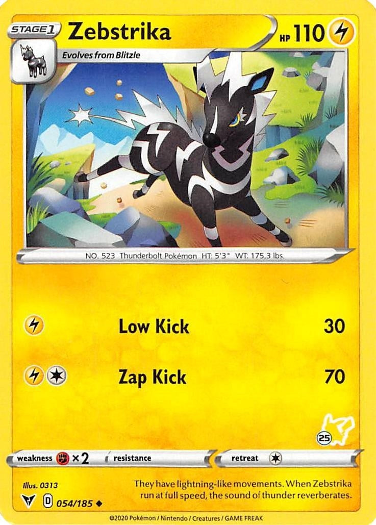 Zebstrika 054 185 25 Pikachu Stamped (054/185) [BA22]