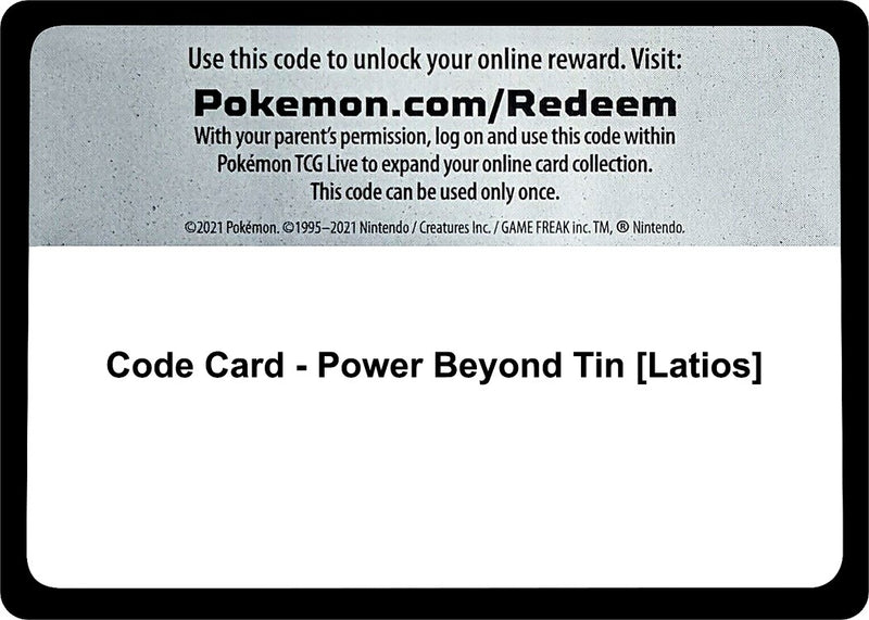 Code Card Power Beyond Tin Latios [MCAP]