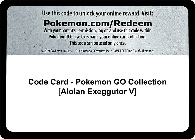 Code Card Pokemon GO Collection Alolan Exeggutor V [PGO]