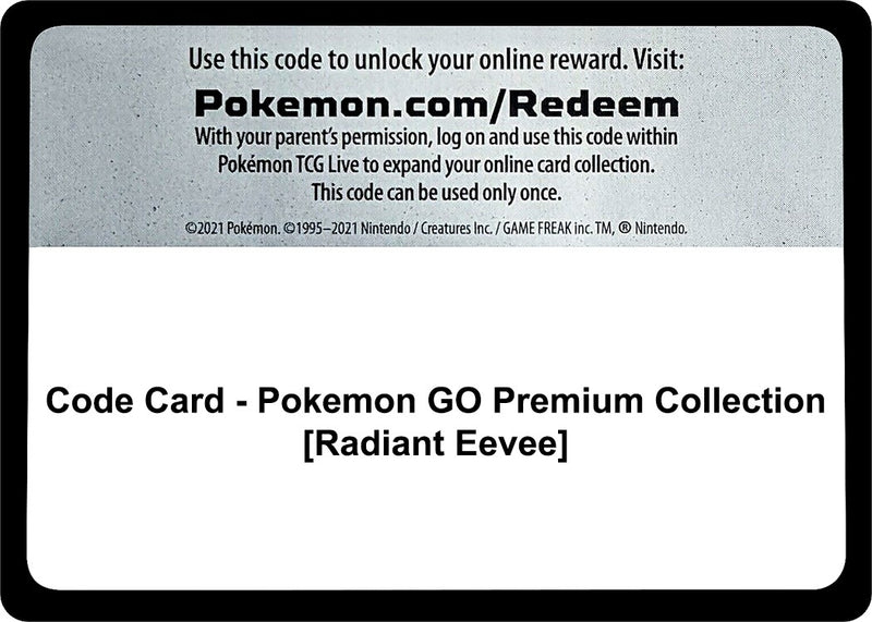 Code Card Pokemon GO Premium Collection Radiant Eevee [PGO]