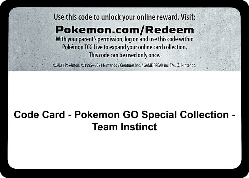 Code Card Pokemon GO Special Collection Team Instinct [PGO]