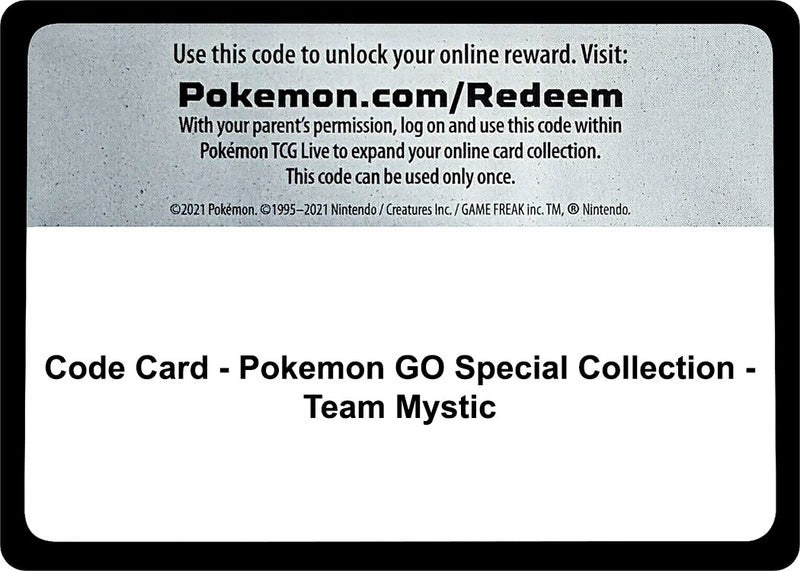 Code Card Pokemon GO Special Collection Team Mystic [PGO]