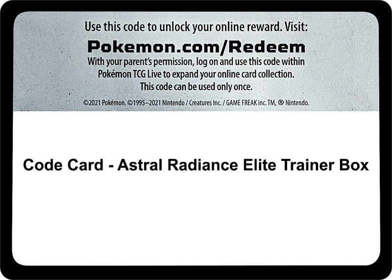 Code Card Astral Radiance Elite Trainer Box [SWSH10]