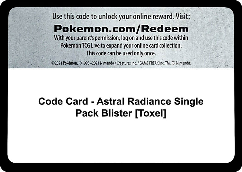 Code Card Astral Radiance Single Pack Blister Toxel [SWSH10]