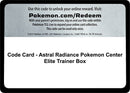 Code Card Astral Radiance Pokemon Center Elite Trainer Box [SWSH10]