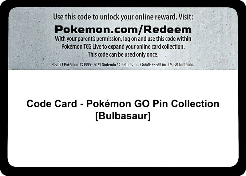 Code Card Pokemon GO Pin Collection Bulbasaur [PGO]