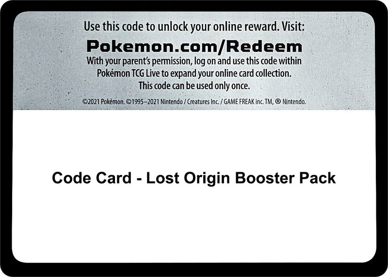 Code Card Lost Origin Booster Pack [SWSH11]