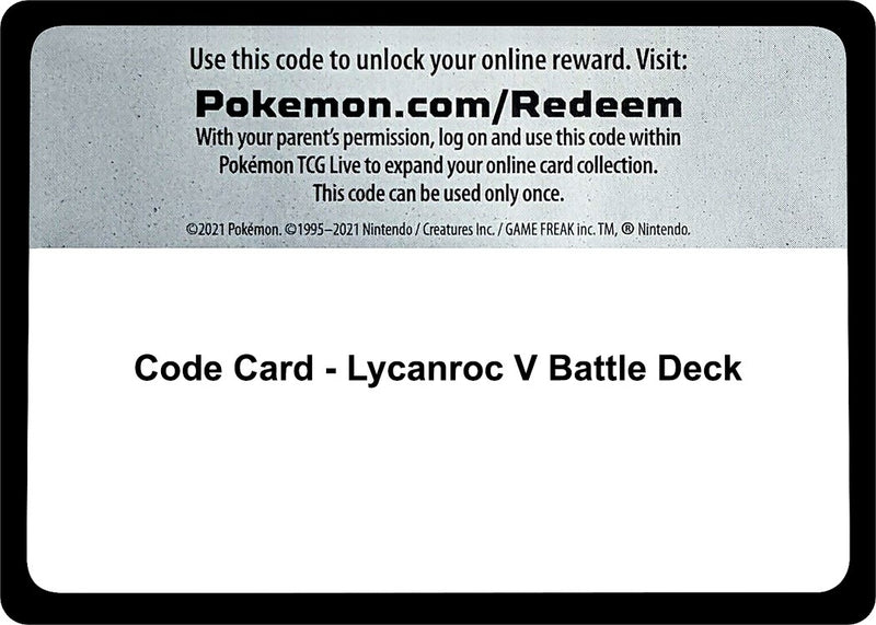 Code Card Lycanroc V Battle Deck [MCAP]