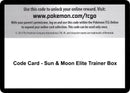 Code Card Sun and Moon Elite Trainer Box [SM01]