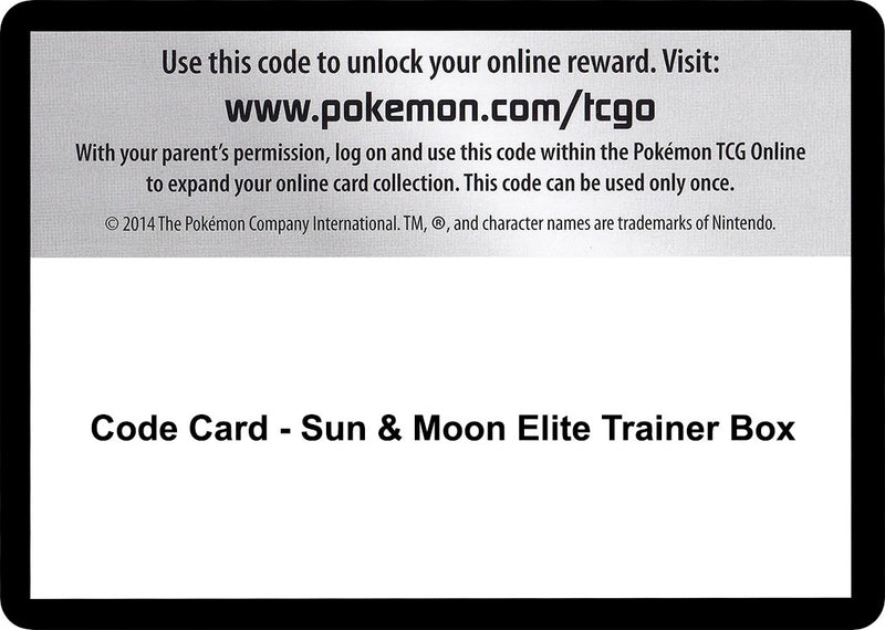 Code Card Sun and Moon Elite Trainer Box [SM01]