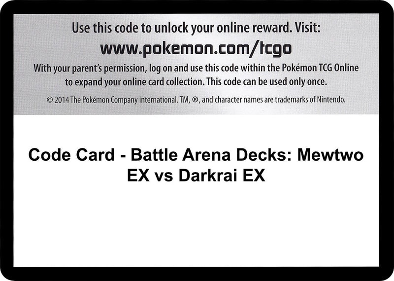 Code Card Battle Arena Decks Mewtwo EX vs Darkrai EX [AOR]