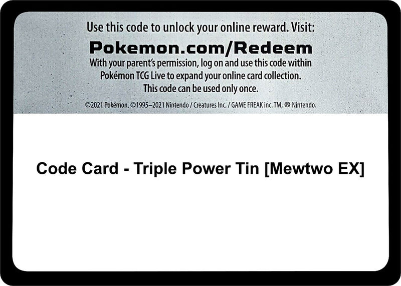 Code Card Triple Power Tin Mewtwo EX [BKP]