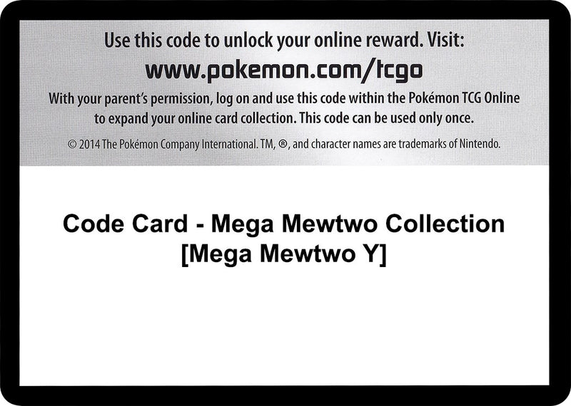 Code Card Mega Mewtwo Collection Mega Mewtwo Y [BKT]