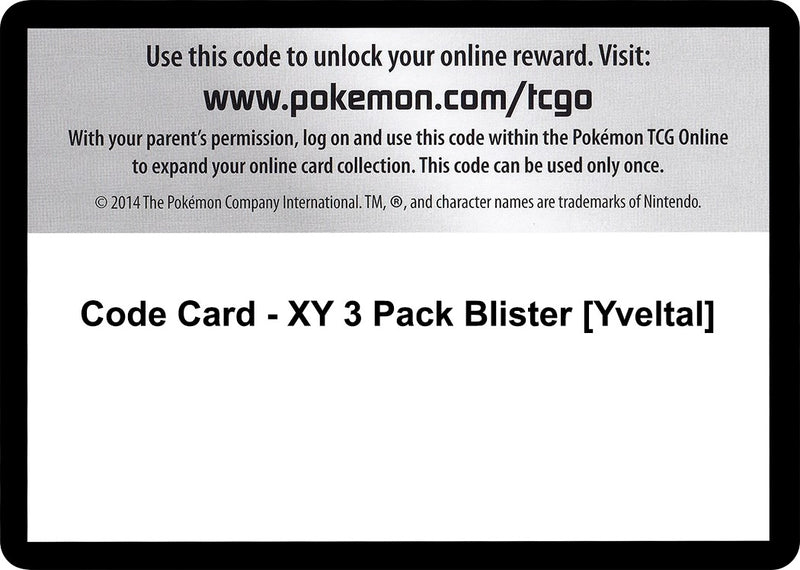 Code Card XY 3 Pack Blister Yveltal [BKT]