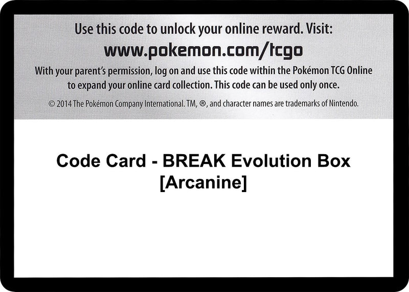Code Card BREAK Evolution Box Arcanine [EVO]