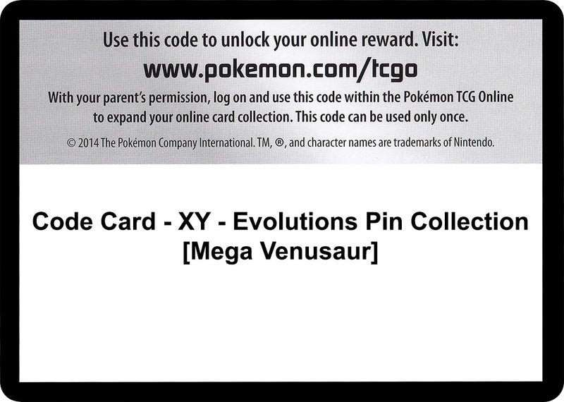 Code Card XY Evolutions Pin Collection Mega Venusaur [EVO]