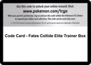 Code Card Fates Collide Elite Trainer Box [FCO]