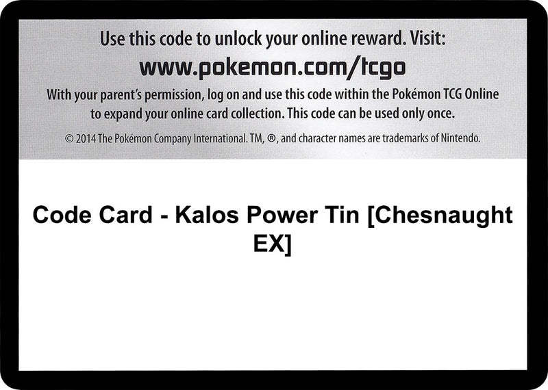 Code Card Kalos Power Tin Chesnaught EX [FLF]