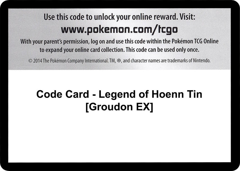 Code Card Legend of Hoenn Tin Groudon EX [PRC]