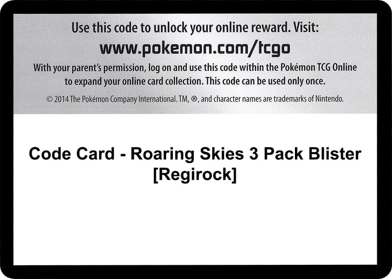 Code Card Roaring Skies 3 Pack Blister Regirock [ROS]