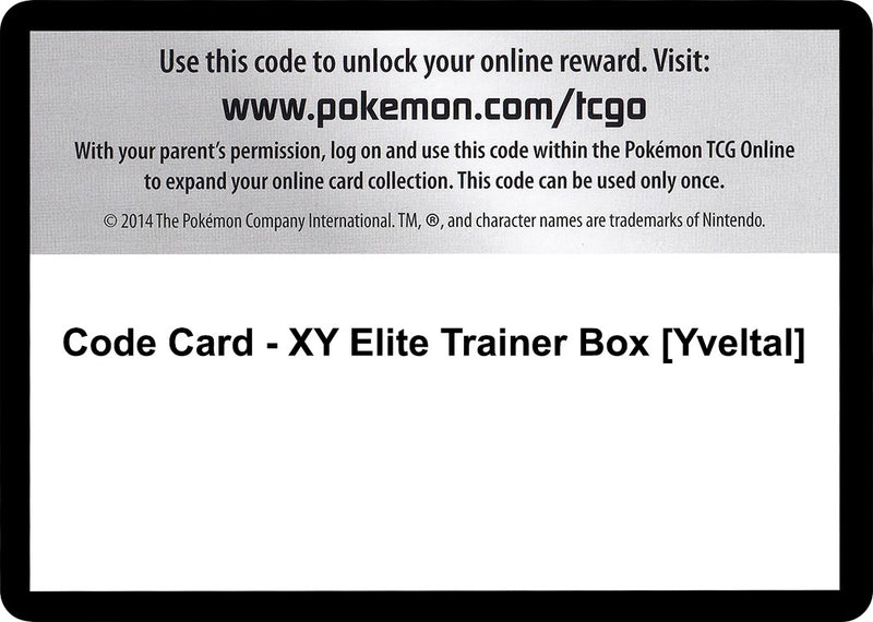 Code Card XY Elite Trainer Box Yveltal [XY]