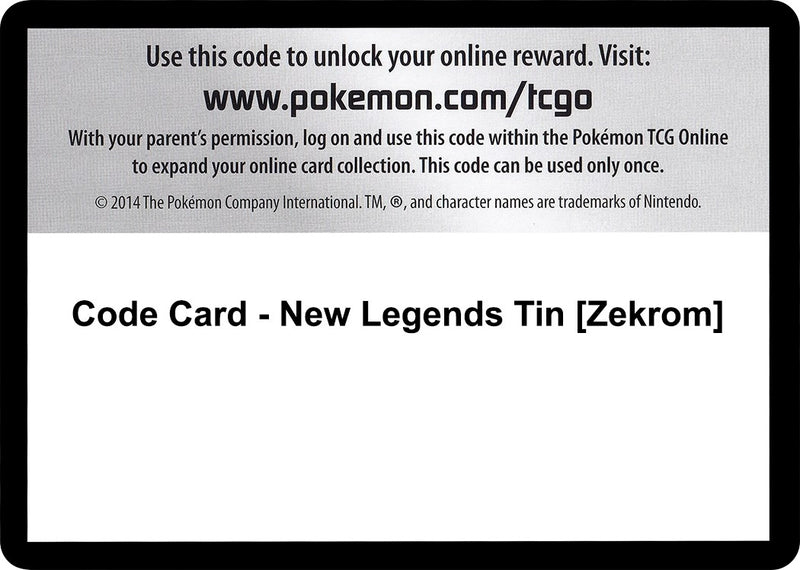 Code Card New Legends Tin Zekrom [BLW]