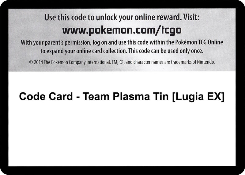 Code Card Team Plasma Tin Lugia EX [PLB]