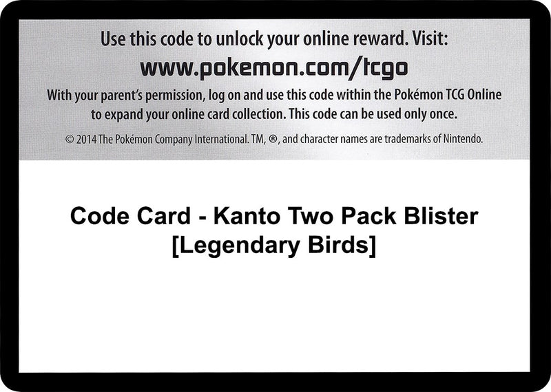 Code Card Kanto Two Pack Blister Legendary Birds [PLS]