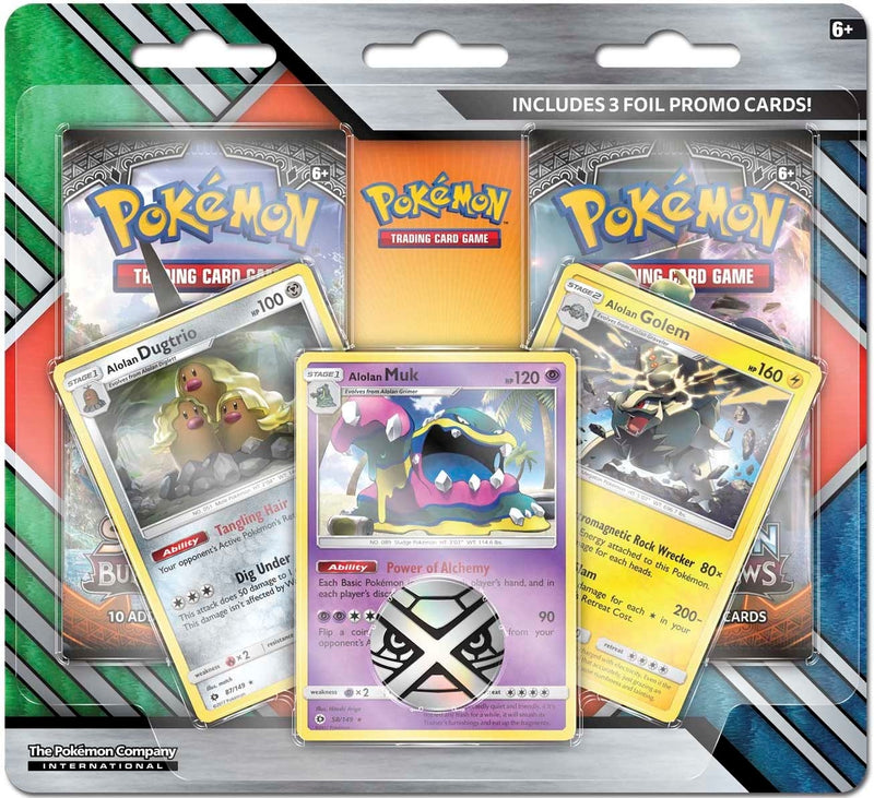 Enhanced 2 Pack Blister Pack Alolan Dugtrio Alolan Muk and Alolan Golem [MCAP]