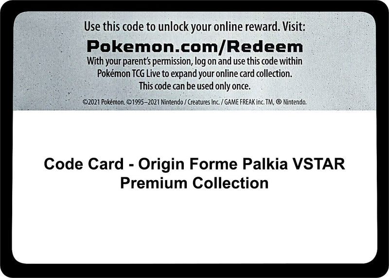 Code Card Origin Forme Palkia VSTAR Premium Collection [SWSH11]