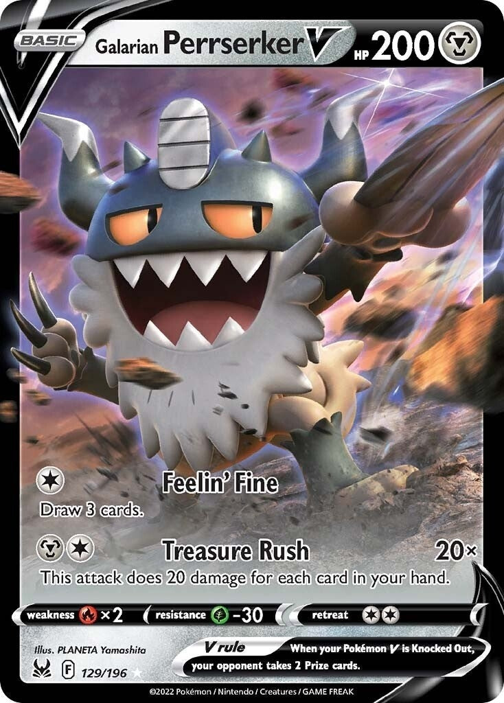 Galarian Perrserker V (129/196) (SWSH11: Lost Origin)