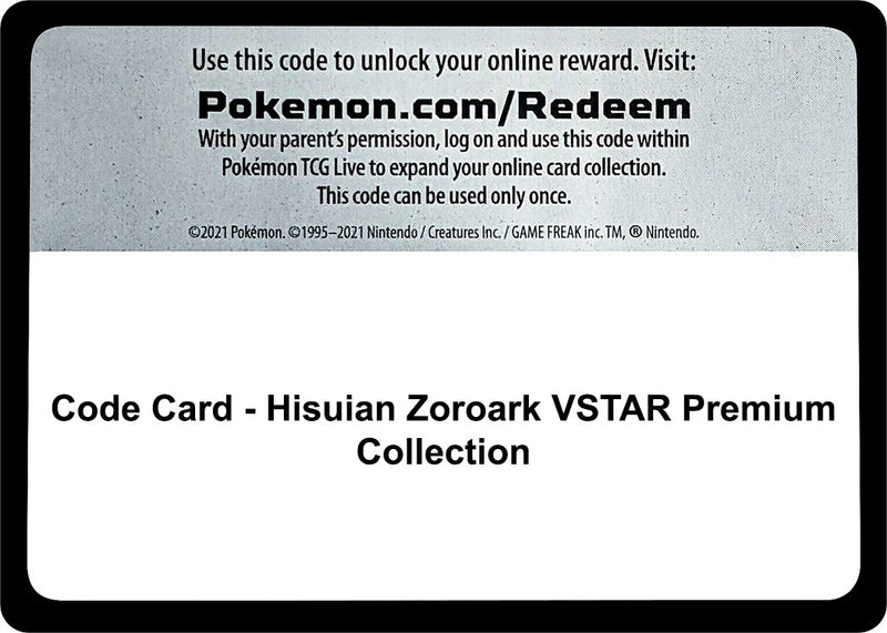 Code Card Hisuian Zoroark VSTAR Premium Collection [SWSH11]