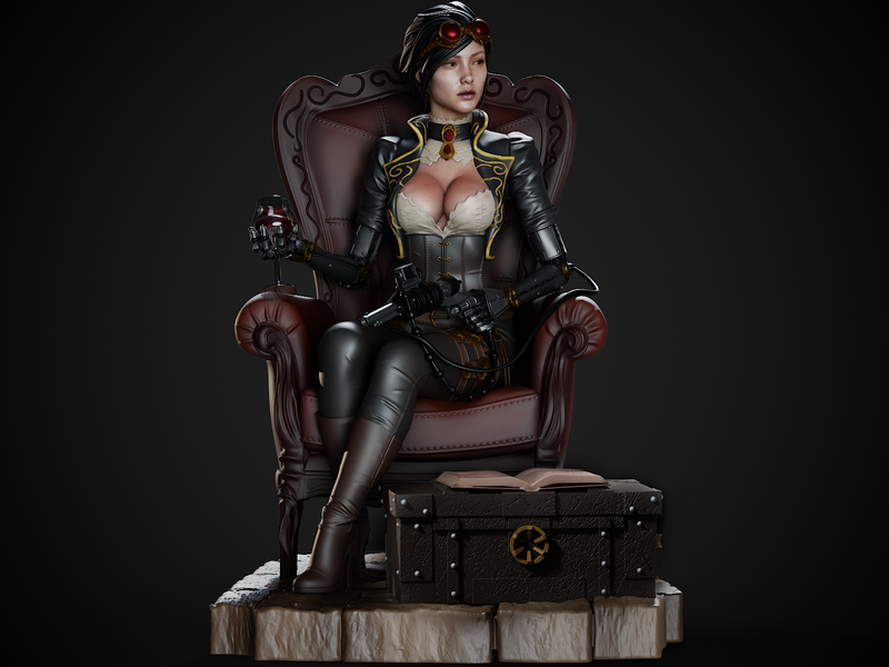 Lady Mechanika Resin Statue - view 2