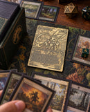 Illustrative Commander gameplay scene featuring engraved Ms. Bumbleflower metal card