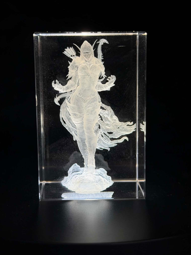 Sylvanas Windrunner World of Warcraft 3D Crystal Engraving – Fantasy Laser Crystal Display