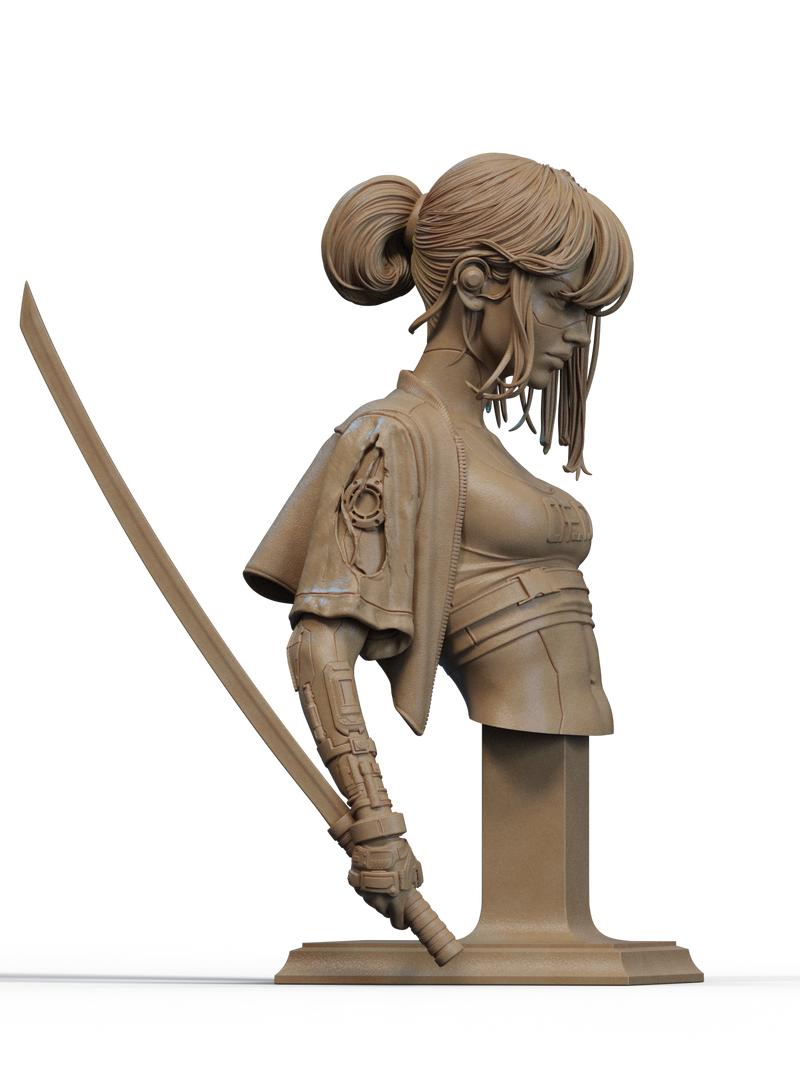 Cyber Samurai Resin Bust - view 2