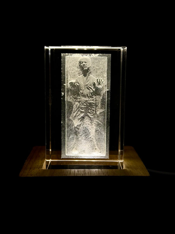 Han Solo Carbonite 3D Crystal Engraving – Star Wars Laser Crystal Display