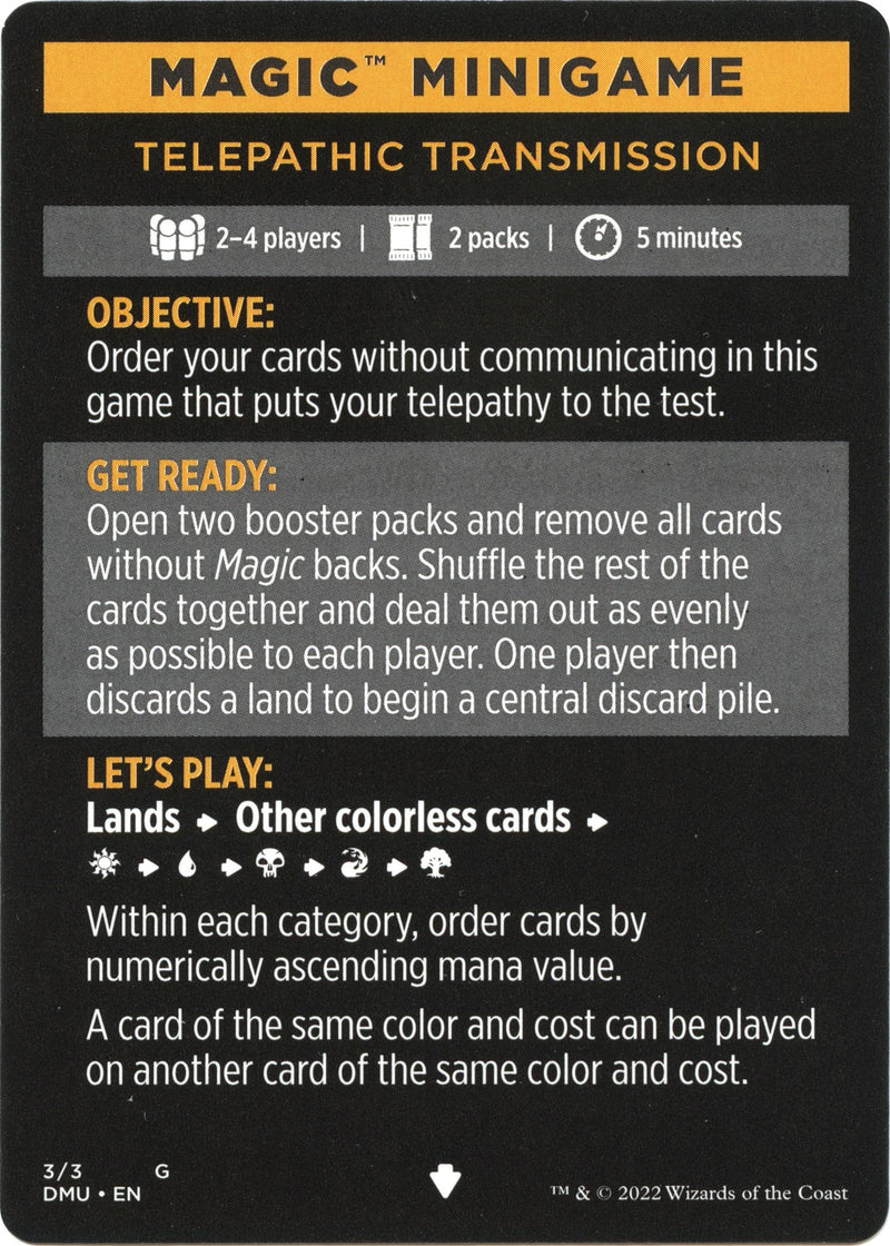 Magic Minigame Telepathic Transmission (3) [DMU]