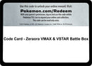 Code Card Zeraora VMAX and VSTAR Battle Box [MCAP]