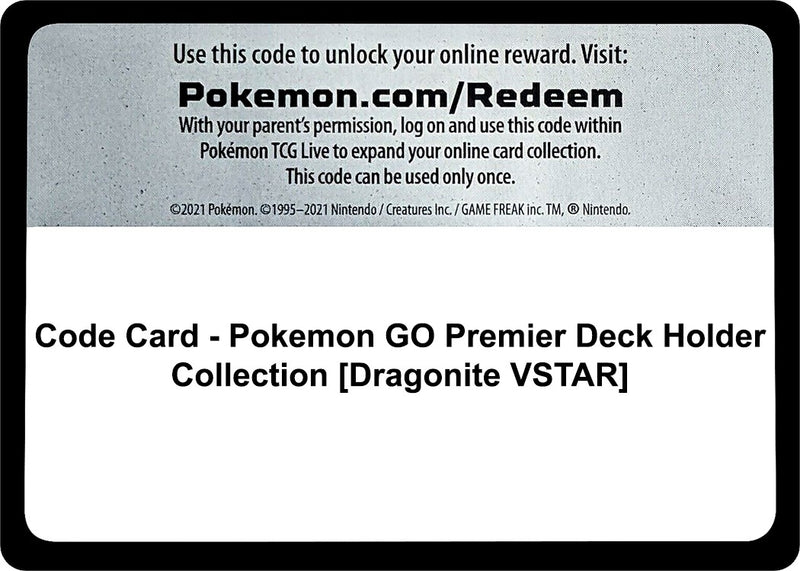 Code Card Pokemon GO Premier Deck Holder Collection Dragonite VSTAR [PGO]