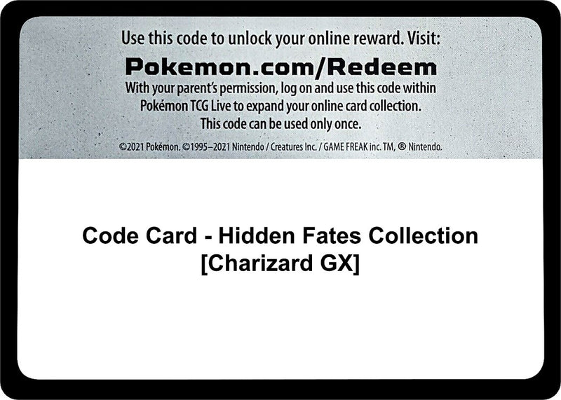 Code Card Hidden Fates Collection Charizard GX [HIF]