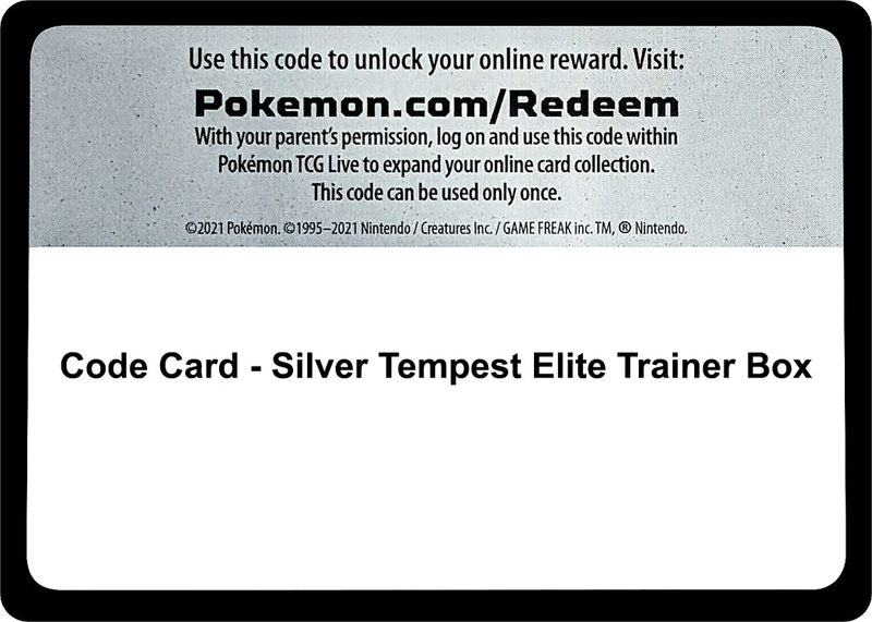 Code Card Silver Tempest Elite Trainer Box [SWSH12]