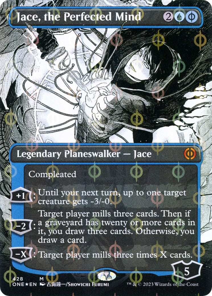 Jace, the Perfected Mind (Borderless Manga Step-and-Compleat Foil) [Phyrexia: All Will Be One]