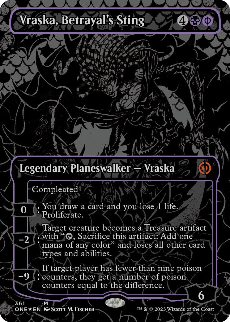 Vraska Betrayals Sting Oil Slick Raised Foil (361) [ONE]